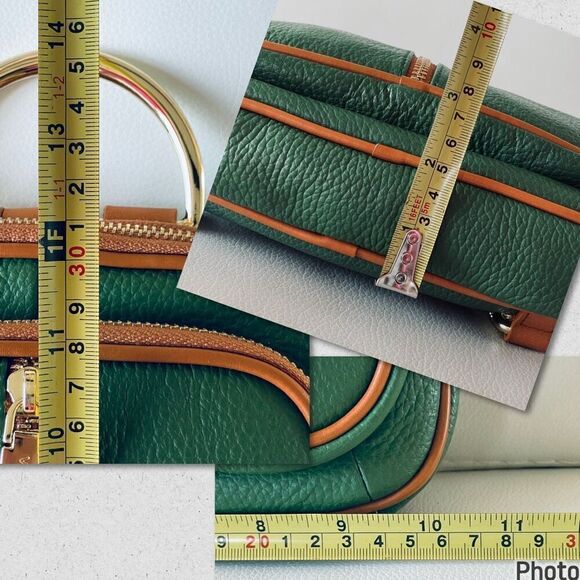 NWT Valentina Green Tan Italian Genuine Leather Convertible Sling Backpack Bag main image 11